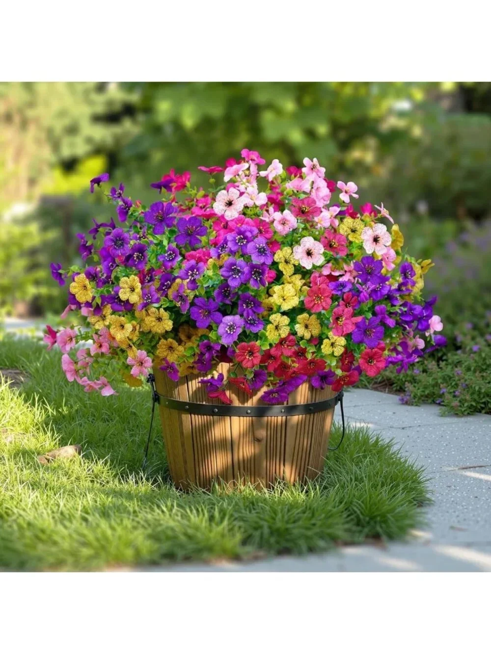 12 Bundles UV Resistant Faux Flowers - Realistic Silk Daisy Plants for Home